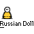 Animated contact sheet of a Russian Doll icon showing 13 sequential frames with varying stick-figure poses and text labels on gray background.