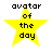 Four identical yellow star-shaped icons with black text reading 'avatar of the day' arranged in a on a white background