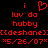 Red pixelated text and symbols on black background: 'i' with heart, 'luv da hubby', repeated phrases, date stamp.