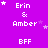 Purple background with white text reading 'Erin & Amber' and 'BFF' surrounded by small white stars, some of which move position across frames.