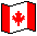 Two pixelated Canadian flag frames side-by-side with red and white vertical stripes, a central maple leaf symbol, and black outline borders on gray background.