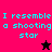Pixelated text "I resemble a shooting star" in cyan on pink, black, and magenta backgrounds with two distinct star icons.