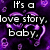 Animated image with purple background, heart shapes, and text overlays above two celebrity portraits.