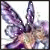 Animated fairy icon with purple wings and sparkles in a 2x2 contact sheet of four sequential frames showing subtle wing movement.