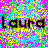 Pixelated static icon with vibrant multicolor background and black text reading "Laura" in the center.