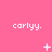 Pixelated text 'carlyy.' repeated across a pink background with small white symbols changing position and shape.