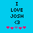Blue background with black text reading "I LOVE JOSH <3" and five pink/purple heart symbols below, two versions showing animation changes in the hearts.