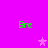 Bright magenta background with four green pixelated 'Bre' text elements and three light pink star symbols arranged in a pattern