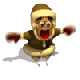Animated character in brown winter coat with beige trim, wearing red gloves and a hooded hat, performing various arm movements against white background.