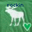 Animated icon shows a white moose with antlers on green background, heart symbol below, text changes from 'rockin' to 'the' to 'moose'.