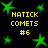 Green star-shaped comets with yellow text "NATICK COMETS #6" on a black background, arranged in four repeated groups.