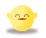 Two side-by-side pixelated yellow cartoon characters with closed eyes and brown mouths on a white background, differing slightly in shape between frames.