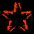 Red star-shaped icons with fragmented outlines on black background, some displaying partial text fragments like 'ANTI-' and 'FLAG' in white.