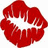 Red lips with white highlights on a white background, static image.