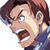 Pixelated close-up of a character's face with open mouth and wide eyes, likely from an anime or video game source.