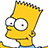 Bart Simpson's head in profile view with yellow skin, spiky hair, and glasses on a white background; green text 'eat', 'my', 'shorts jorda' appears below.