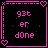 Pixel art contact sheet of two animated frames showing a pink-bordered black background with text and heart symbols, where the bottom-left corner heart changes from dark to light between frames.
