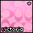 Pixelated pink patterned icon with 'victoria' text at bottom left and small star in top right corner.