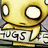 A pixelated golden robot head with large circular eyes and a rectangular mouth displaying 'TUGS' text on its chest plate.