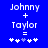 Blue background with white pixelated text 'Johnny + Taylor =' and five asterisks below, where the third asterisk is light blue in the first frame and white in the second frame.