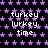 Static pixel art with repeated text 'turkey turkey time' over a black background with purple stars.
