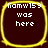 Four identical square icons with rounded corners, each displaying text in a pixelated font on a dark brown background with a yellow border.
