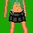 Pixel art of a character in multiple poses with text overlays on green background, including partial body and full-body views.