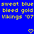 Blue background with yellow pixelated text reading 'sweat blue sweat blue', 'bleed gold bleed gold', and 'Vikings '07 Vikings '07' in three , plus two small heart symbols at the bottom