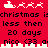 Red background with pixelated Santa sleighs and reindeer above black text reading 'christmas is less then 20 days nico <33 a' in two