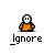 A contact sheet of 10 animated frames showing a pixelated orange character with white face and black eyes in various poses against gray background, each labeled "Ignore" below.