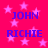 A static image with a bright pink background filled with light pink stars, displaying four identical text blocks in blue capital letters reading "JOHN RICHIE" arranged in two and