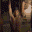 A pixelated figure in a dark environment with raised arms, transitioning from a standing pose to a crouched position with arms extended forward.