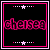 A contact sheet of five animated frames showing a pixelated text design with the word "chelsea" in pink, surrounded by star and dot patterns on black backgrounds with varying border colors.