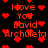 Red pixelated text and hearts on black background with animated heart movement.