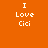 Orange background with white text "I Love Cici" in pixelated font, displayed in four quadrants with varying background gradients.