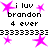 Pixelated pink stars and black text 'i luv brandon 4 ever' repeat across a white background with horizontal pixel bars.