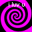 Four identical spiral patterns in bright pink and black with 'i luv u' text above each spiral on a black background.
