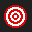 Red and white concentric circular target with a central square, some frames show a hand cursor interacting with the target.
