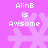 Pixelated text 'Aline is Awsome' appears over a pink snowflake on a purple background, with two identical copies arranged in a