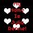 Red text on black background with white heart shapes, displaying 'My Name Is Julia Renne!' in pixelated font.