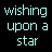 Animated text with cyan and pink pixelated letters on black background, displaying phrases like "wishing upon a star" and "LOVE me" with changing symbols