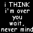 Pixelated text on black background reads 'i THINK i'm over you wait. never mindnever mind' with visible pixelation artifacts.