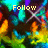 Pixelated image with vibrant colors and text overlays reading Follow The Butterflies! WHEEEEE! Lala la la.