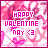 A static pink and white pixelated image with 'HAPPY VALENTINES DAY <3' text over a heart-patterned background.