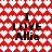 Red background with white heart pattern and black text reading 'I LOVE Allie' in four identical sections.