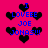 A static image with a bright pink background featuring black heart shapes and blue text reading "I LOVEEE JOE JONAS!!" arranged in a pattern