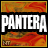 Animated contact sheet of 8 frames showing a Pantera logo with fiery background and
