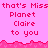 Pixelated pink background with repeated text 'that's Miss Planet Claire to you' in red and white, featuring a jagged pink border at the top.