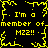 Yellow pixelated text and border on black background reads "I'm a member of M22!!" in four identical quadrants with central starburst pattern.