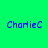 Green background with blue text 'CharlieC' repeated across six positions, some overlaid by light blue rectangular shapes.
